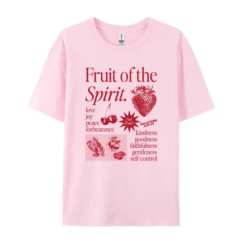 Retro Fruit of Spirit Bible Verse T Shirt Women Men Cool Religious T-Shirts Aesthetic Jesus Faith Tshirts Christian Clothes Gift