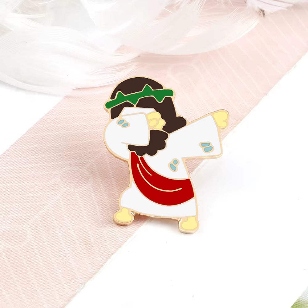 Jesus Messiah Shirt Lapel Pins Cartoon Character Brooches Enamel Christian Faith Icon Badge Clothes Bag Jewelry Gift for Friend